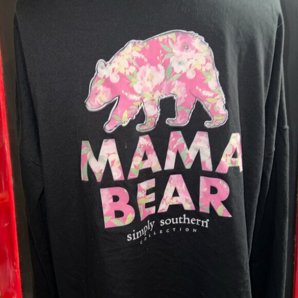 Simply Southern Women Large Mama Bear Black Cowl Neck Pullover‎ Sweatshirt (GS1) - Picture 4 of 6